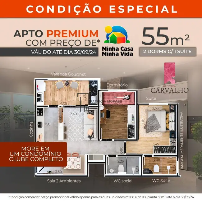 Foto 2 de Apartamento com 1 quarto à venda, 55m2 em Vila Carvalho, Sorocaba - SP