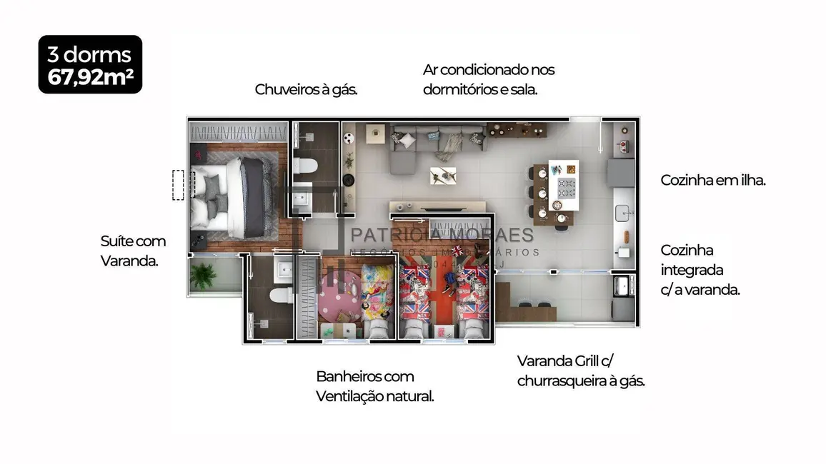 Apartamento com 3 quartos à venda, 70m2 em Jardim São Carlos, Sorocaba - SP - imagem 7 Foto 7 de Apartamento com 3 quartos à venda, 70m2 em Jardim São Carlos, Sorocaba - SP