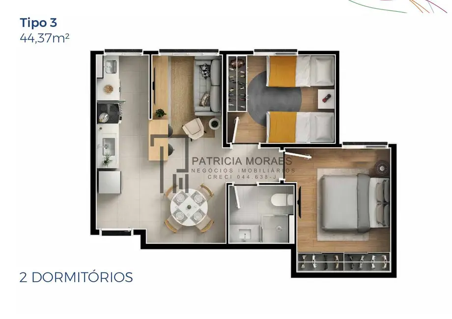 Foto 7 de Apartamento com 2 quartos à venda, 49m2 em Rio Acima, Votorantim - SP