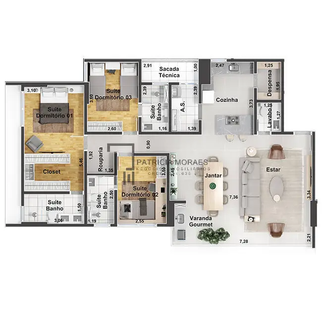 Foto 8 de Apartamento com 3 quartos à venda, 134m2 em Jardim Maria José, Votorantim - SP