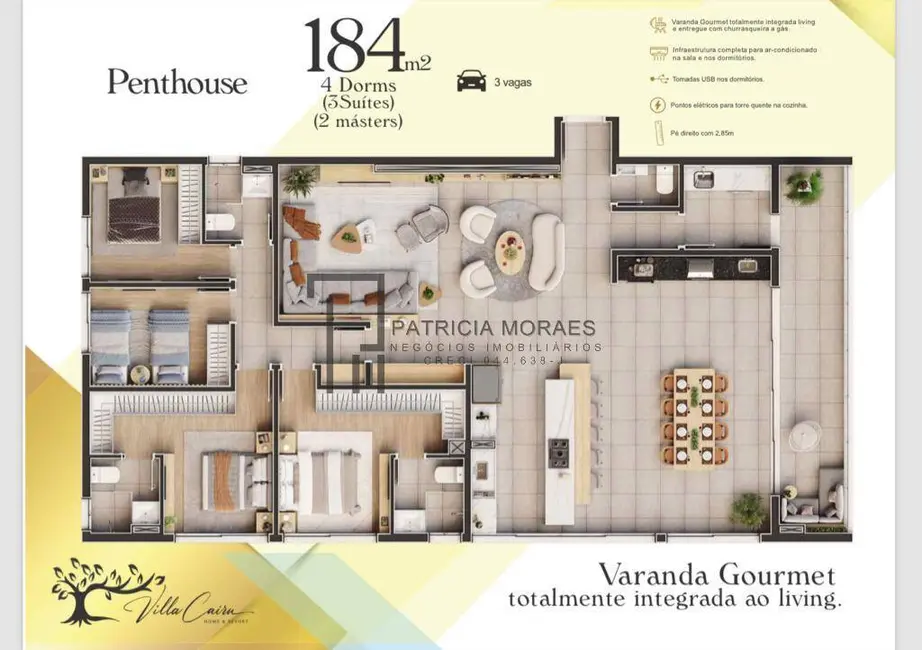 Foto 2 de Apartamento com 4 quartos à venda, 184m2 em Sorocaba - SP