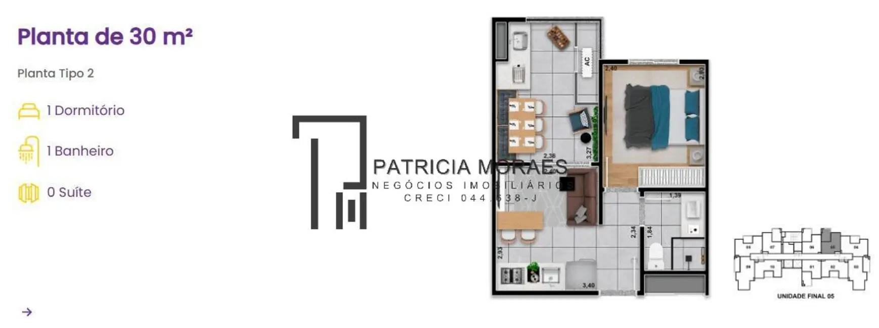 Foto 2 de Apartamento com 1 quarto à venda, 30m2 em Vila Azevedo, São Paulo - SP