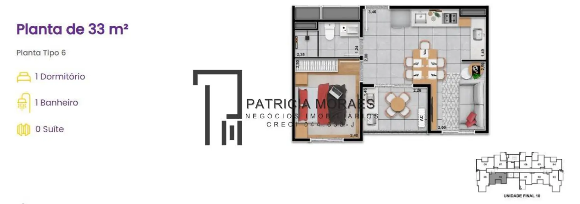 Foto 3 de Apartamento com 1 quarto à venda, 30m2 em Vila Azevedo, São Paulo - SP