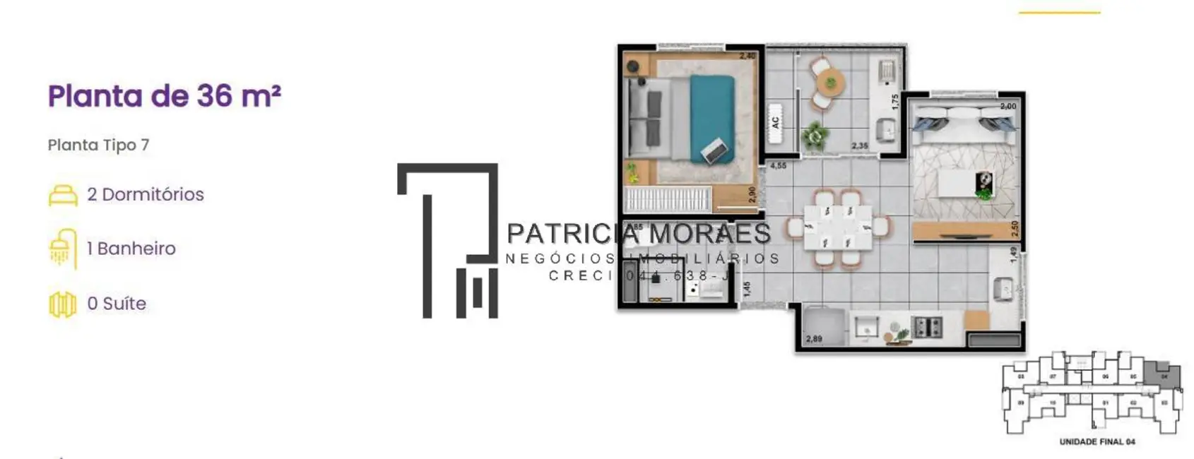 Foto 3 de Apartamento com 2 quartos à venda, 30m2 em Vila Azevedo, São Paulo - SP