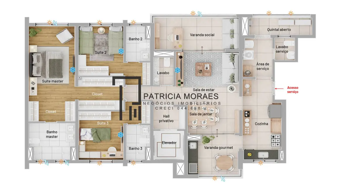 Foto 4 de Apartamento com 3 quartos à venda, 166m2 em Indaiatuba - SP