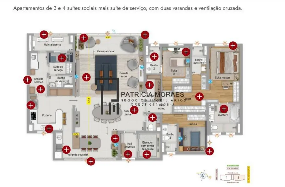 Foto 4 de Apartamento com 4 quartos à venda, 207m2 em Jardim Botânico, Jundiai - SP