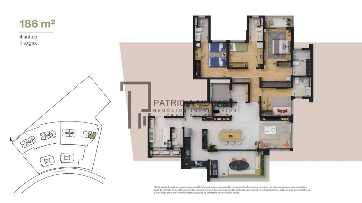Foto 3 de Apartamento com 3 quartos à venda, 186m2 em Jardim do Paço, Sorocaba - SP