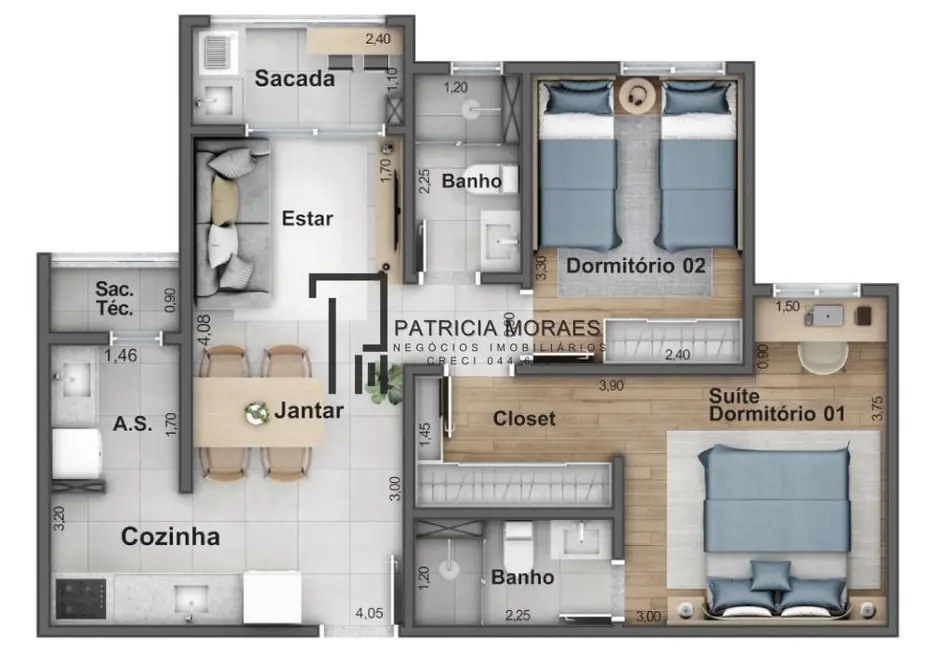 Foto 4 de Apartamento com 2 quartos à venda, 58m2 em Jardim Santa Rosália, Sorocaba - SP