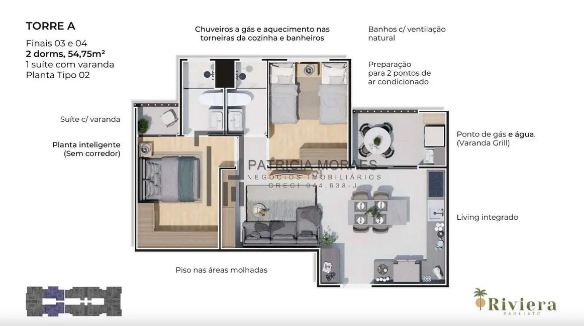 Foto 3 de Apartamento com 2 quartos à venda, 59m2 em Jardim São Carlos, Sorocaba - SP