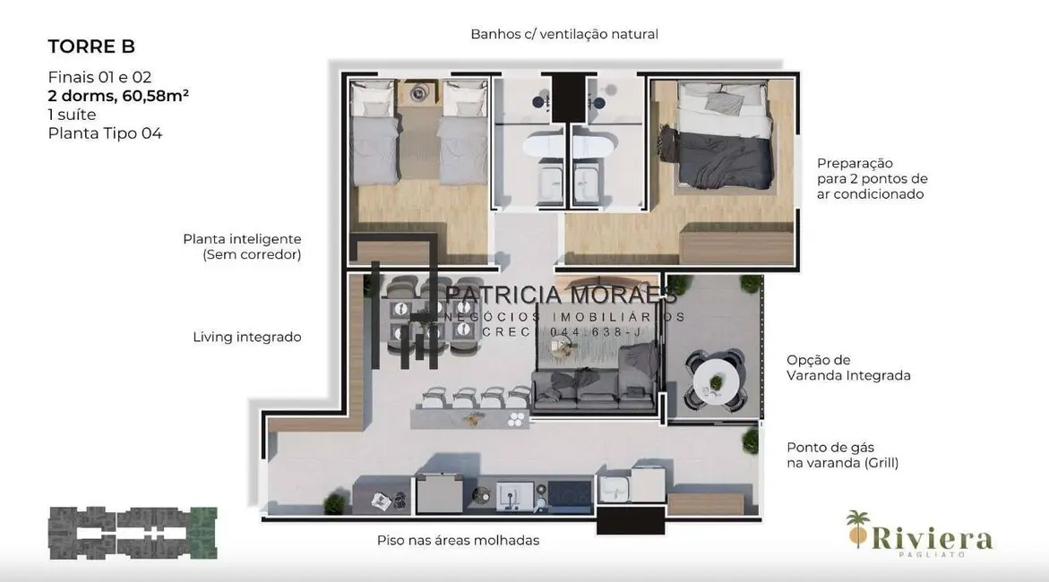 Foto 3 de Apartamento com 2 quartos à venda, 61m2 em Jardim São Carlos, Sorocaba - SP