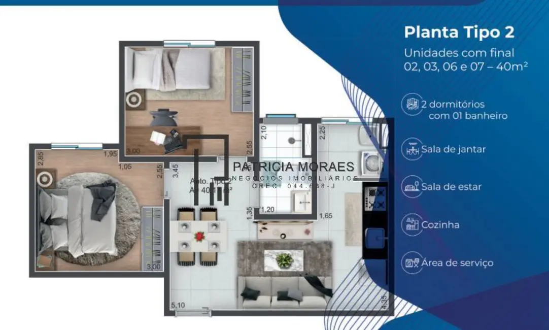 Foto 2 de Apartamento com 2 quartos à venda, 40m2 em Recreio dos Sorocabanos, Sorocaba - SP