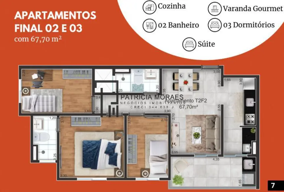 Foto 3 de Apartamento com 3 quartos à venda, 68m2 em Vila Trujillo, Sorocaba - SP