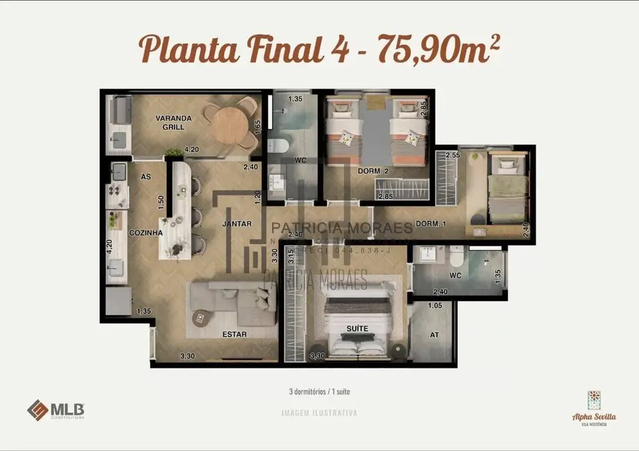 Foto 6 de Apartamento com 3 quartos à venda, 76m2 em Vila Colorau, Sorocaba - SP