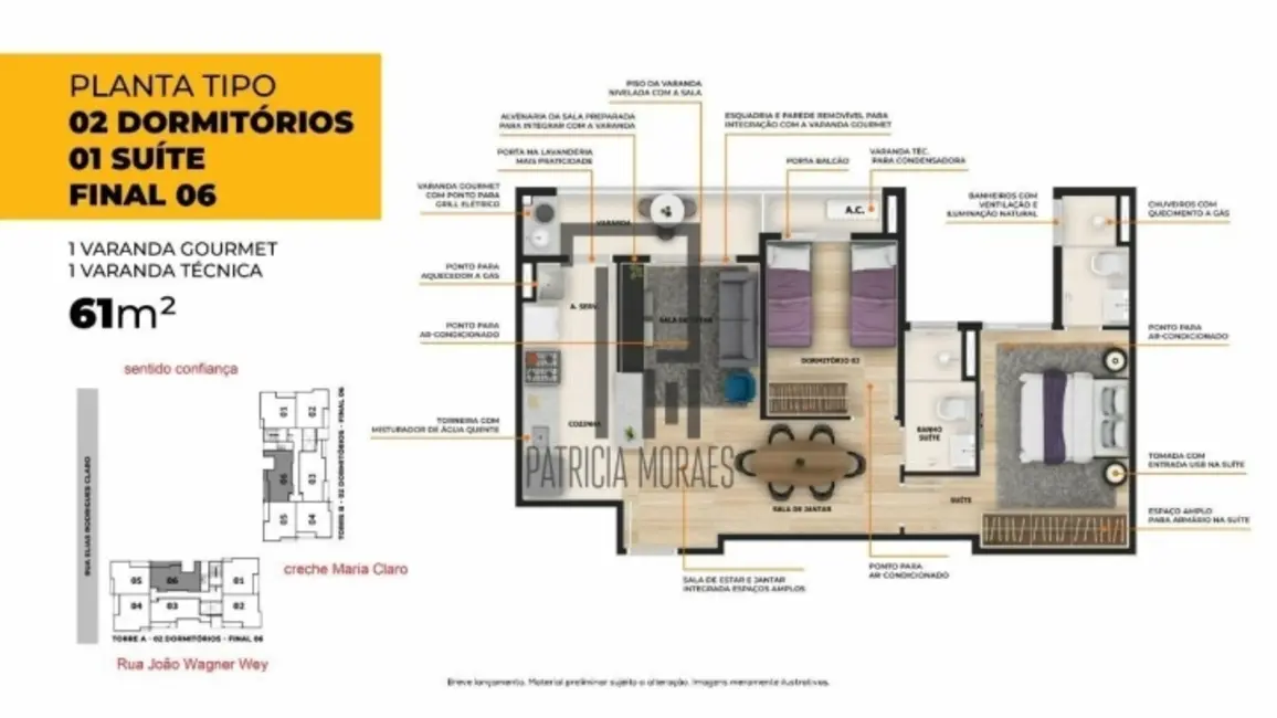 Foto 6 de Apartamento com 2 quartos à venda, 61m2 em Jardim São Carlos, Sorocaba - SP