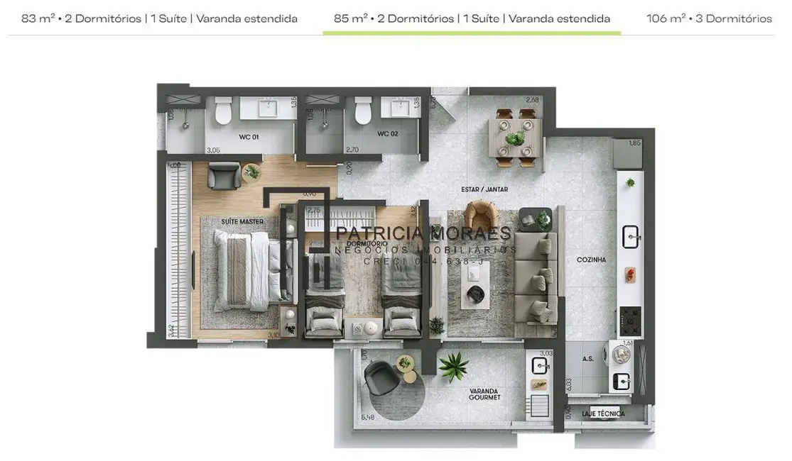 Apartamento com 3 quartos à venda, 106m2 em Jardim Emília, Sorocaba - SP - imagem 7 Foto 7 de Apartamento com 3 quartos à venda, 106m2 em Jardim Emília, Sorocaba - SP