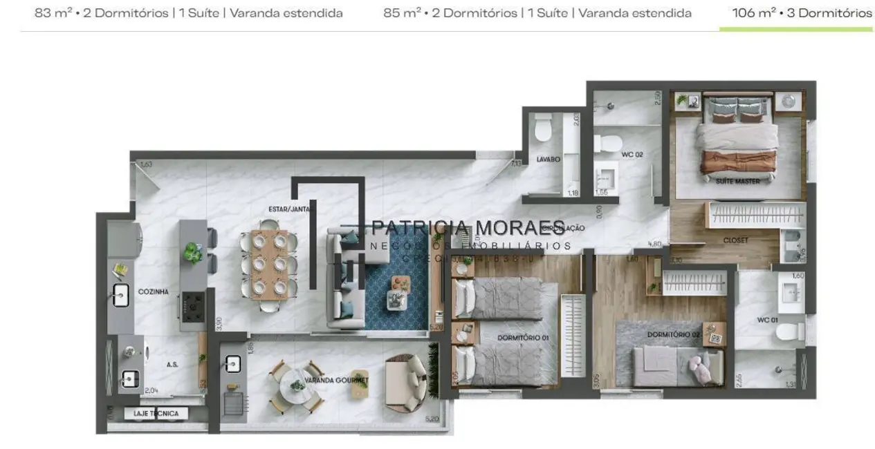 Apartamento com 3 quartos à venda, 106m2 em Jardim Emília, Sorocaba - SP - imagem 8 Foto 8 de Apartamento com 3 quartos à venda, 106m2 em Jardim Emília, Sorocaba - SP