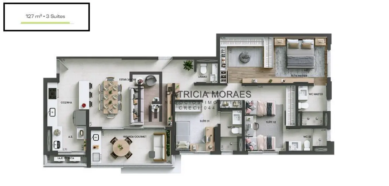 Apartamento com 3 quartos à venda, 127m2 em Jardim Emília, Sorocaba - SP - imagem 5 Foto 5 de Apartamento com 3 quartos à venda, 127m2 em Jardim Emília, Sorocaba - SP
