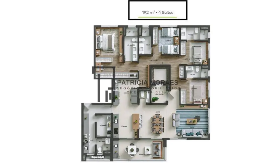 Apartamento com 3 quartos à venda, 127m2 em Jardim Emília, Sorocaba - SP - imagem 4 Foto 4 de Apartamento com 3 quartos à venda, 127m2 em Jardim Emília, Sorocaba - SP
