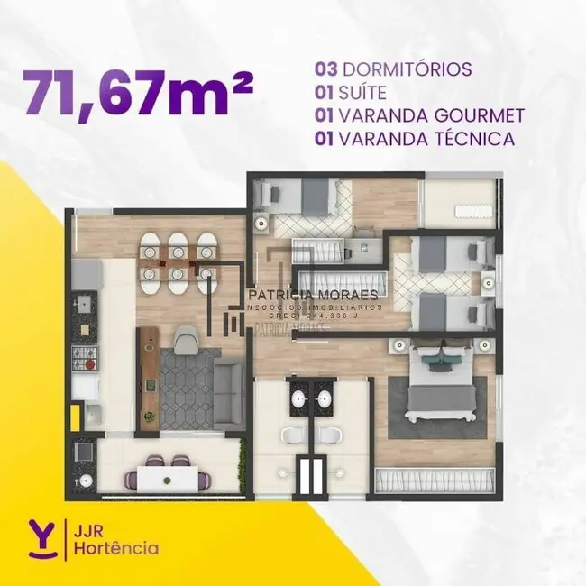 Foto 3 de Apartamento com 3 quartos à venda, 72m2 em Vila Hortência, Sorocaba - SP