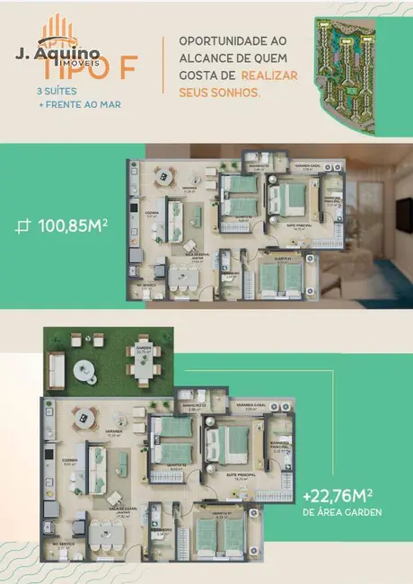 Foto 12 de Apartamento à venda, 100m2 em Aquiraz - CE