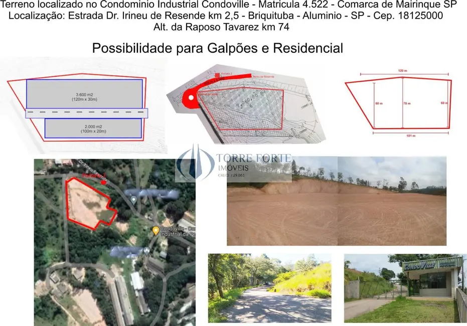Foto 1 de Terreno / Lote à venda, 10000m2 em Aluminio - SP
