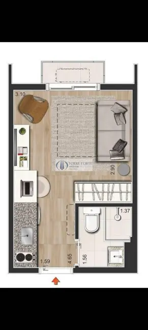 Apartamento com 1 quarto à venda, 17m2 em Bela Vista, São Paulo - SP - imagem 4 Foto 4 de Apartamento com 1 quarto à venda, 17m2 em Bela Vista, São Paulo - SP