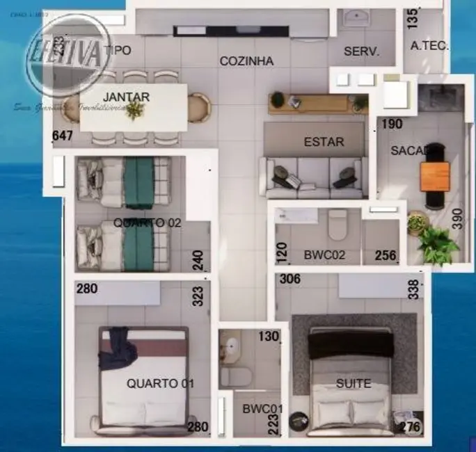 Apartamento com 3 quartos à venda, 98m2 em Guaratuba - PR - imagem 2 Foto 2 de Apartamento com 3 quartos à venda, 98m2 em Guaratuba - PR