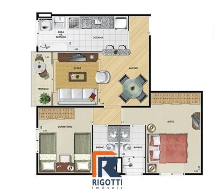 Foto 2 de Apartamento com 2 quartos à venda, 56m2 em Sao Jose Dos Campos - SP