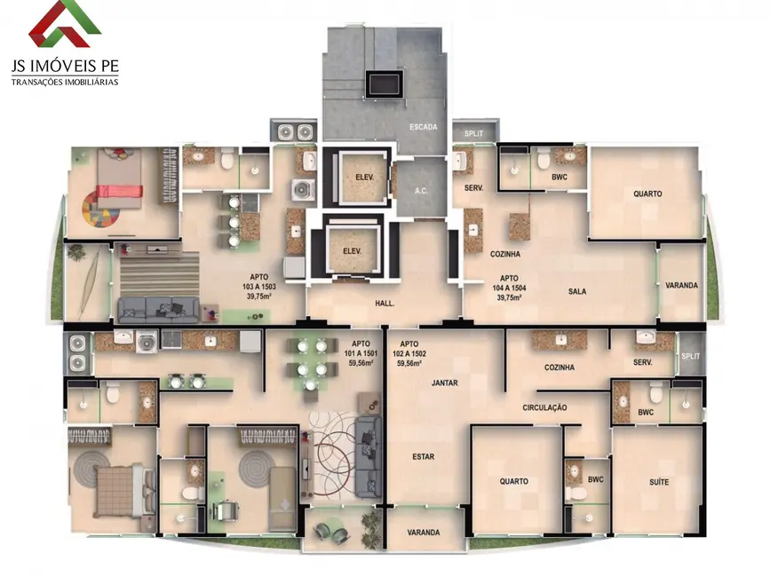 Foto 2 de Apartamento com 1 quarto à venda, 40m2 em Soledade, Recife - PE