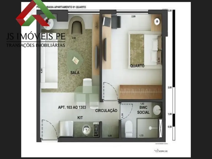 Apartamento com 1 quarto à venda, 30m2 em Candeias, Jaboatao Dos Guararapes - PE - imagem 7 Foto 7 de Apartamento com 1 quarto à venda, 30m2 em Candeias, Jaboatao Dos Guararapes - PE