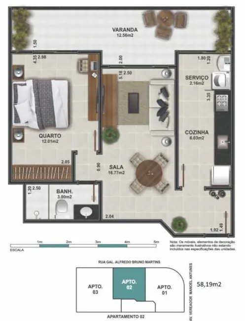 Apartamento com 1 quarto à venda, 58m2 em Braga, Cabo Frio - RJ - imagem 3 Foto 3 de Apartamento com 1 quarto à venda, 58m2 em Braga, Cabo Frio - RJ