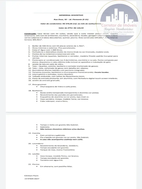 Foto 8 de Casa de Condomínio com 3 quartos à venda, 195m2 em Indaiatuba - SP