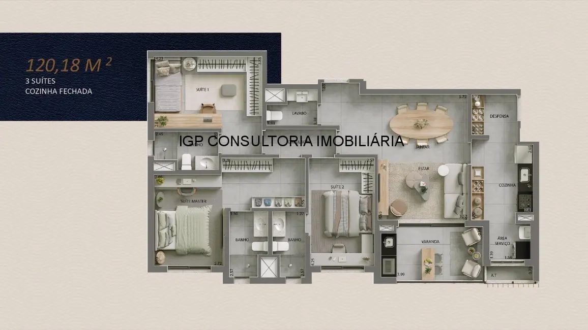 Foto 6 de Apartamento com 3 quartos à venda, 120m2 em Indaiatuba - SP