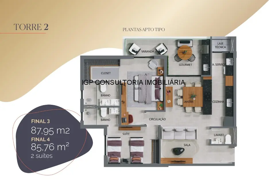 Foto 3 de Apartamento com 2 quartos à venda, 87m2 em Cidade Nova I, Indaiatuba - SP