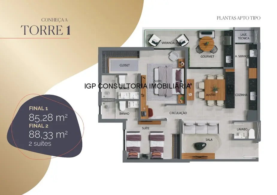 Apartamento com 2 quartos à venda, 85m2 em Cidade Nova I, Indaiatuba - SP - imagem 3 Foto 3 de Apartamento com 2 quartos à venda, 85m2 em Cidade Nova I, Indaiatuba - SP