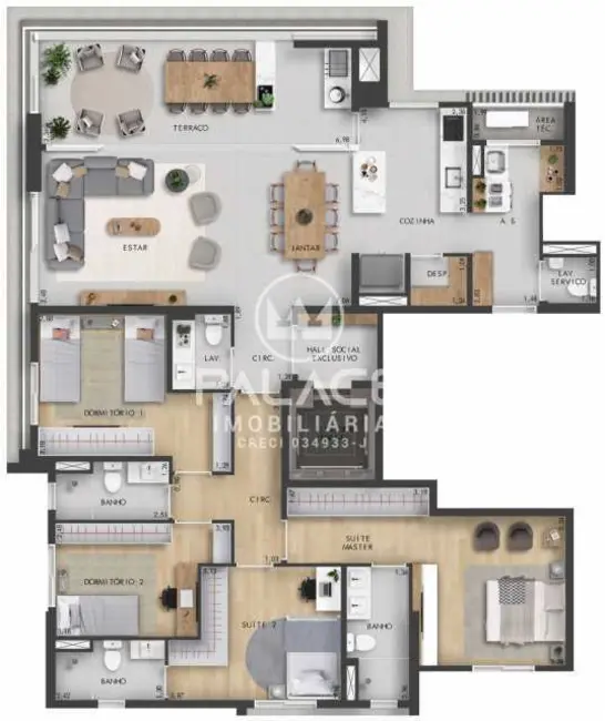Apartamento com 4 quartos à venda, 148m2 em Piracicaba - SP - imagem 6 Foto 6 de Apartamento com 4 quartos à venda, 148m2 em Piracicaba - SP