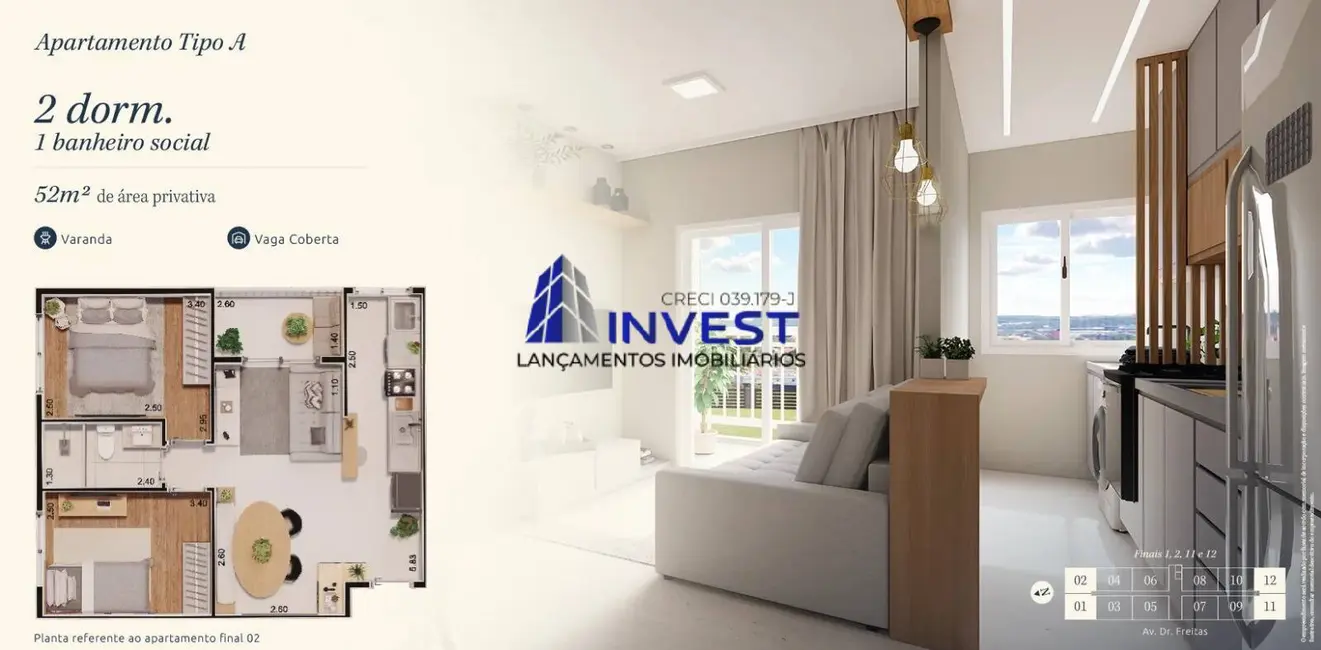 Foto 2 de Apartamento com 2 quartos à venda, 52m2 em Matadouro, Braganca Paulista - SP