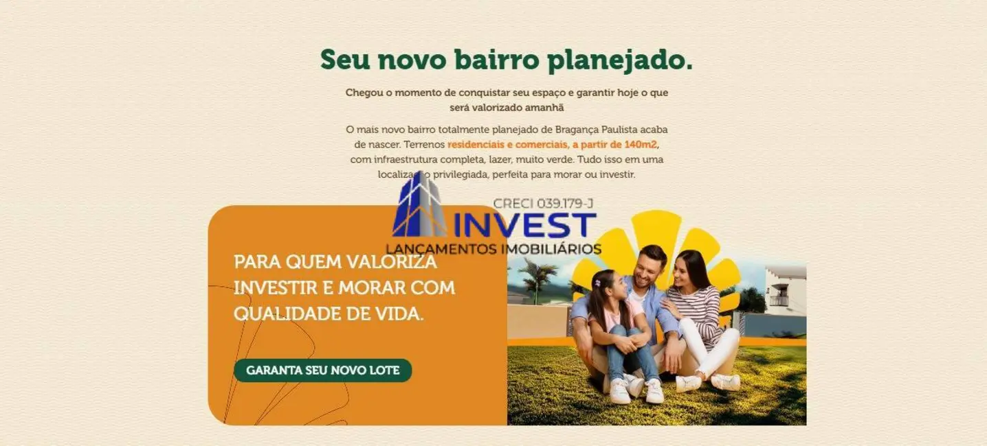 Foto 1 de Terreno / Lote à venda, 140m2 em Jardim Águas Claras, Braganca Paulista - SP