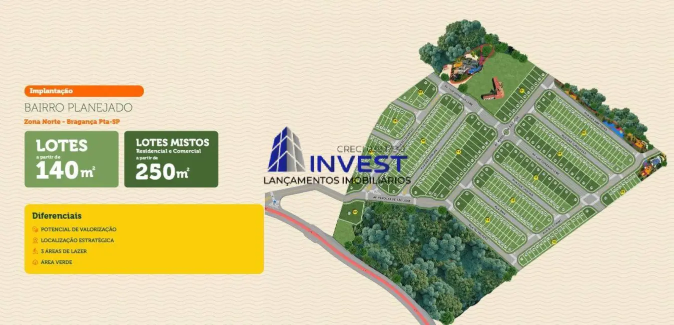 Foto 3 de Terreno / Lote à venda, 140m2 em Jardim Águas Claras, Braganca Paulista - SP