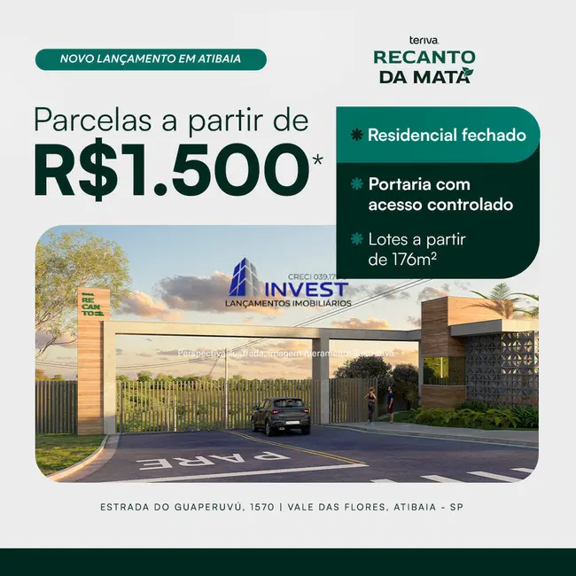 Foto 2 de Lote de Condomínio à venda, 176m2 em Jardim Colonial, Atibaia - SP