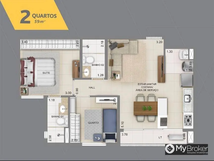 Foto 5 de Apartamento com 2 quartos à venda, 59m2 em Setor Coimbra, Goiania - GO