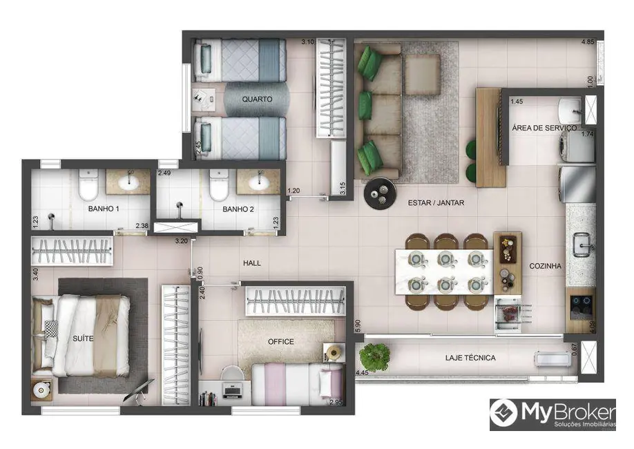 Apartamento com 3 quartos à venda, 80m2 em Setor Pedro Ludovico, Goiania - GO - imagem 7 Foto 7 de Apartamento com 3 quartos à venda, 80m2 em Setor Pedro Ludovico, Goiania - GO