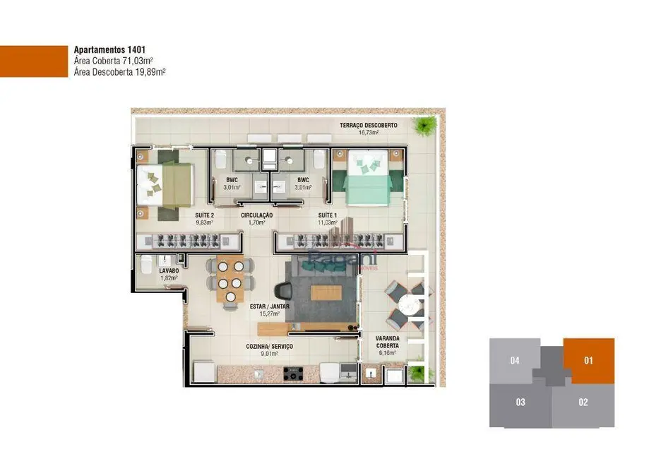 Foto 3 de Apartamento com 3 quartos à venda, 93m2 em Passa Vinte, Palhoca - SC