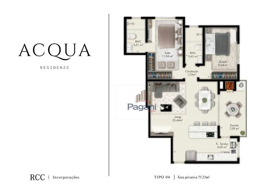 Foto 8 de Apartamento com 2 quartos à venda, 68m2 em Pagani, Palhoca - SC