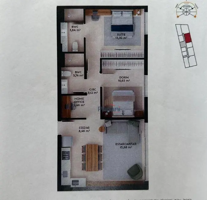 Foto 6 de Apartamento com 2 quartos à venda, 71m2 em Palhoca - SC