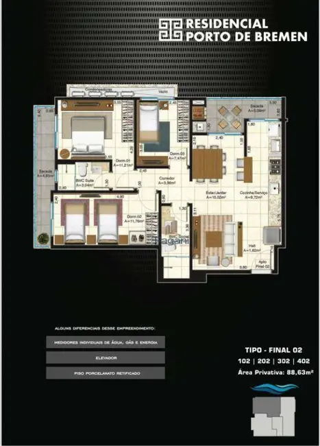 Foto 7 de Apartamento com 3 quartos à venda, 79m2 em Praia de Fora, Palhoca - SC