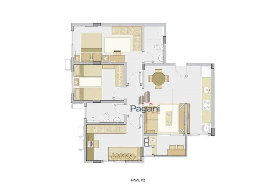 Foto 6 de Apartamento com 3 quartos à venda, 83m2 em Nova Palhoça, Palhoca - SC