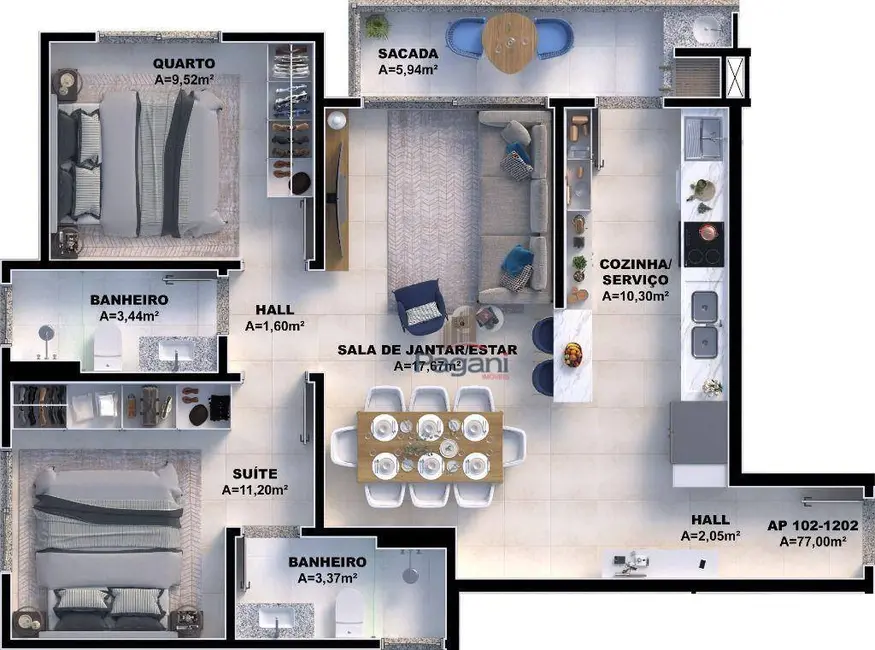 Foto 8 de Apartamento com 2 quartos à venda, 76m2 em Palhoca - SC