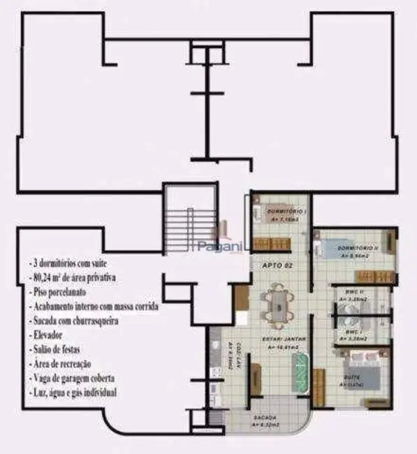 Foto 6 de Apartamento com 3 quartos à venda, 106m2 em Pagani, Palhoca - SC