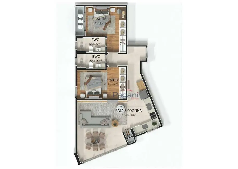 Foto 2 de Apartamento com 2 quartos à venda, 115m2 em Pagani, Palhoca - SC